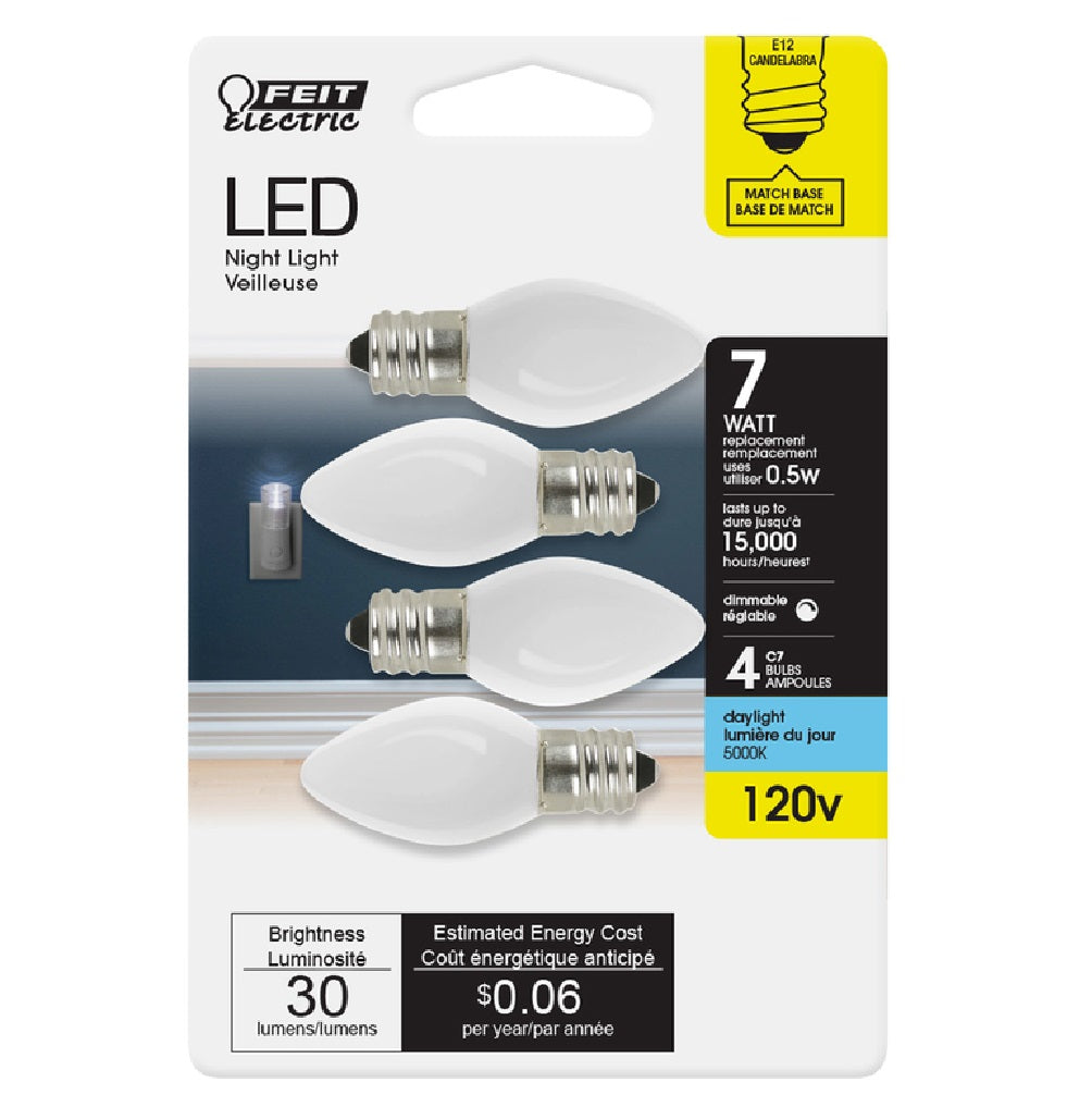 Feit Electric BP7C7/850/LED/4 Dimmable C11 LED Nightlight Bulb, 0.5 W