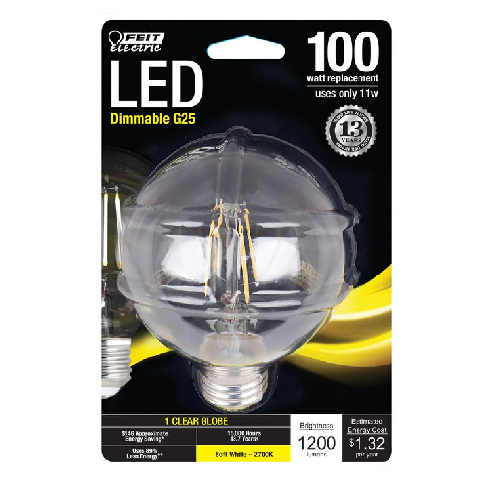 Feit Electric BPG25100827FLED G25 E26 Filament LED Bulb, Soft White