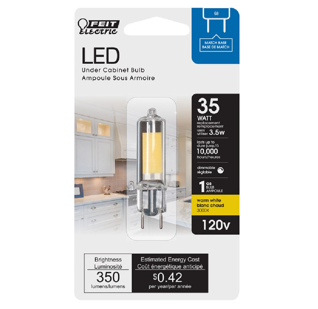Feit Electric BP35G8.6/830LED G8 Under Cabinet LED Bulb, 3.5 Watts
