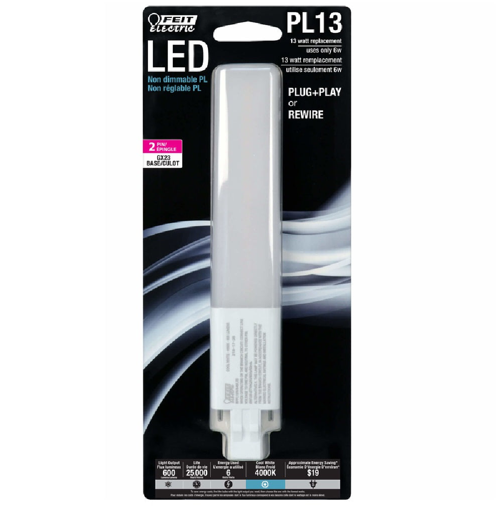 Feit Electric BPPL13/H/840LED Non-Dimmable PL13 LED Bulb, 6 W
