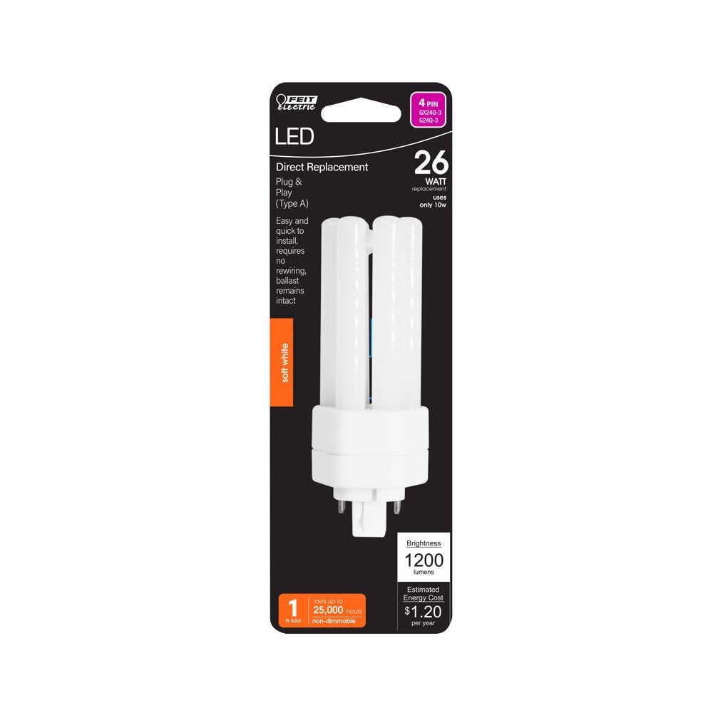 Feit Electric BPPLT26E827LEDPL LED Light Bulb, 10 Watts, 120 Volt