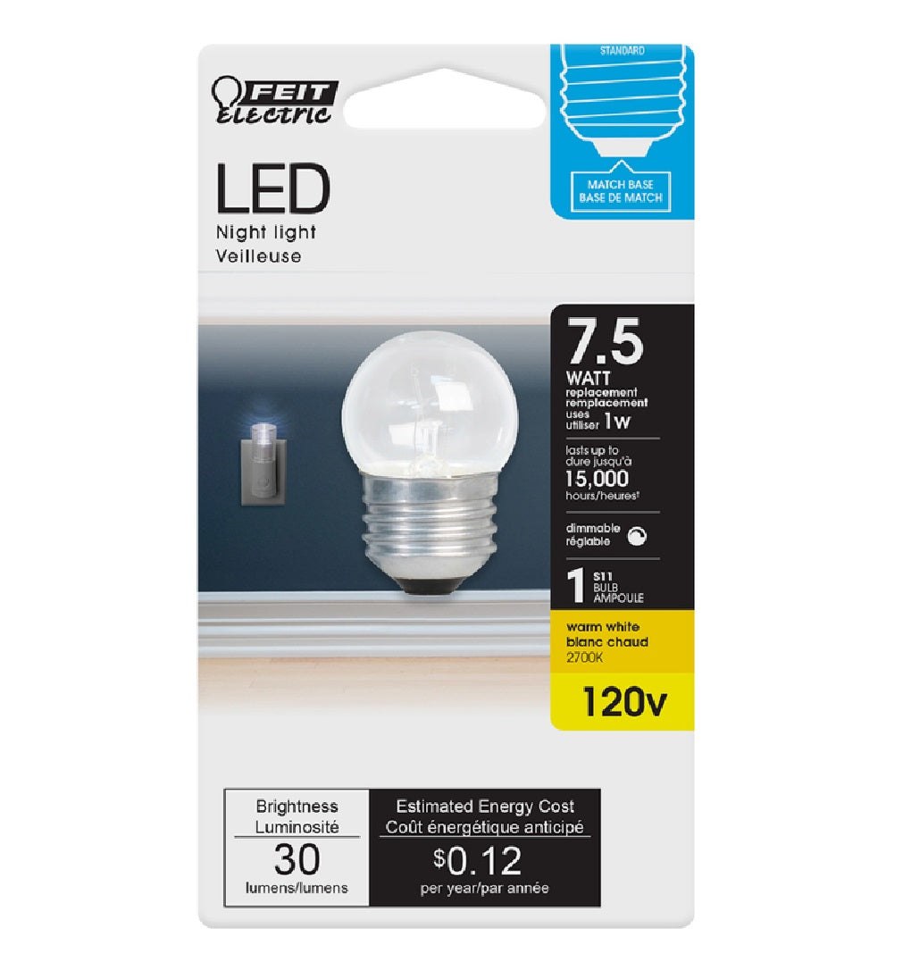 Feit Electric BP71/2S/827/LED S11 LED Light Bulb, Soft White, 30 Lumens
