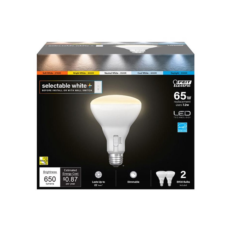 Feit Electric BR30DM/6WYCA/2 BR30 LED Light Bulb, 7.2 Watts, 120 Volt