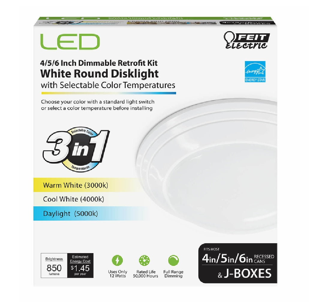 Feit Electric 74006/CA Dimmable LED Recessed Downlight, White, 12 W