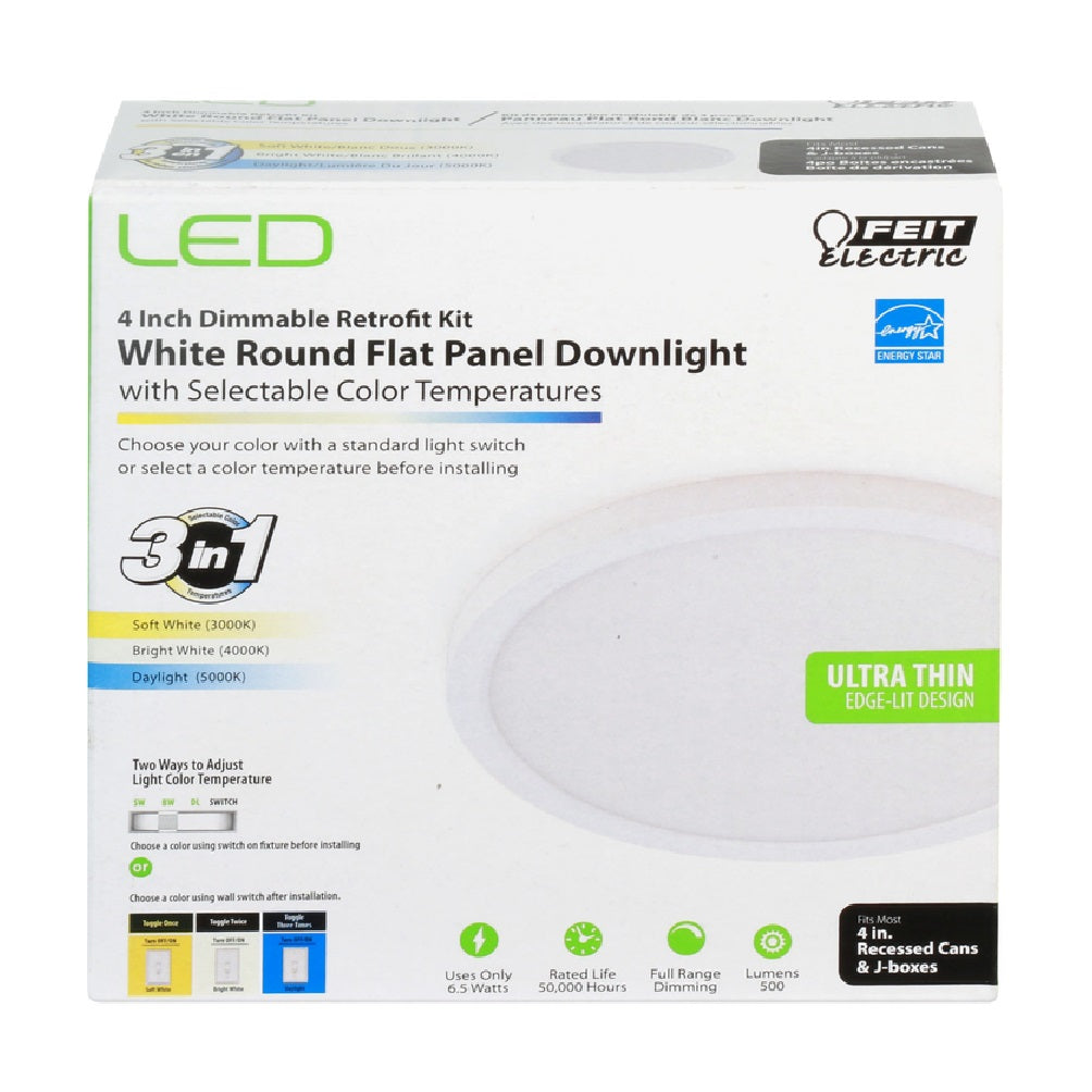 Feit Electric 74202/CA Round Flat Panel Retrofit Downlight Kit, White, 6.5 W