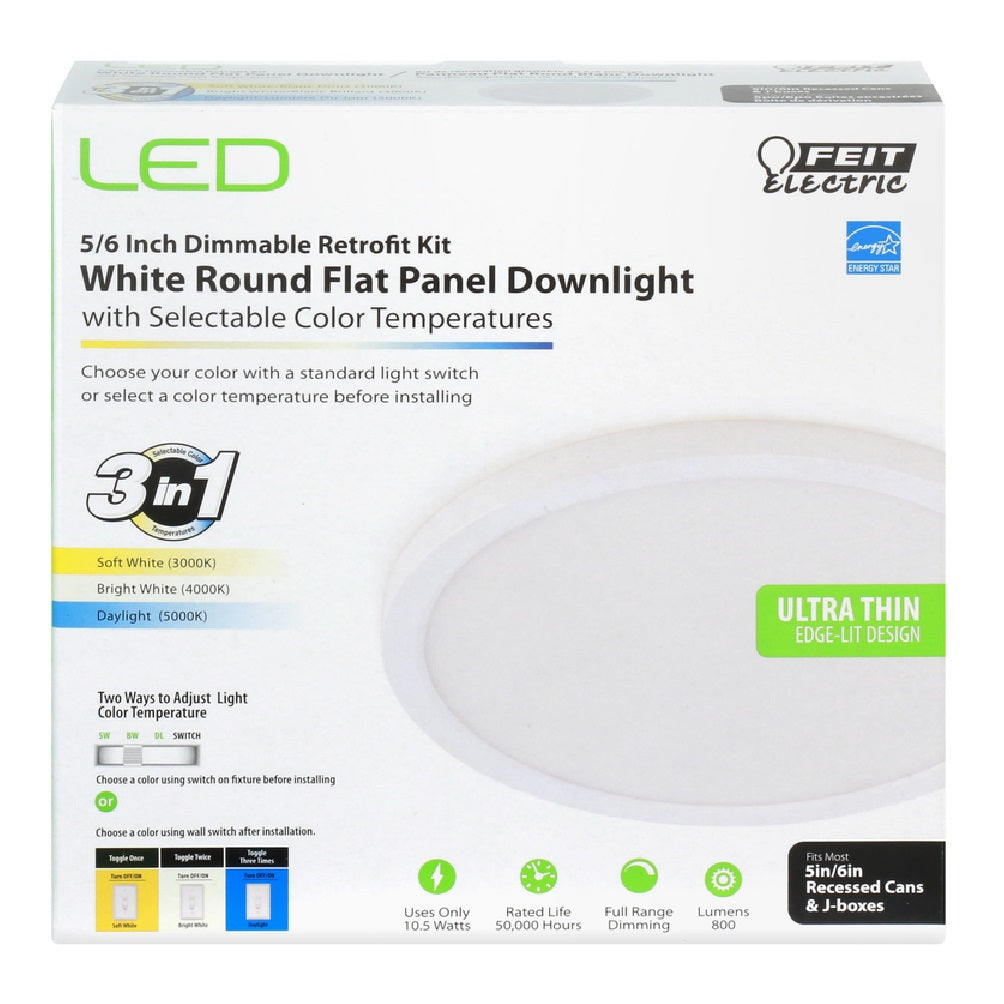 Feit Electric 74206/CA Round LED Recessed Downlight, White, 10.5 W