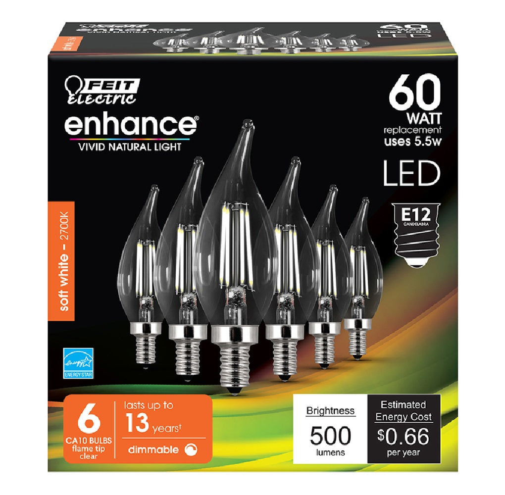 Feit Electric CFC60927CAFIL6 Enhance Dimmable Filament LED Bulb, 5.5 W