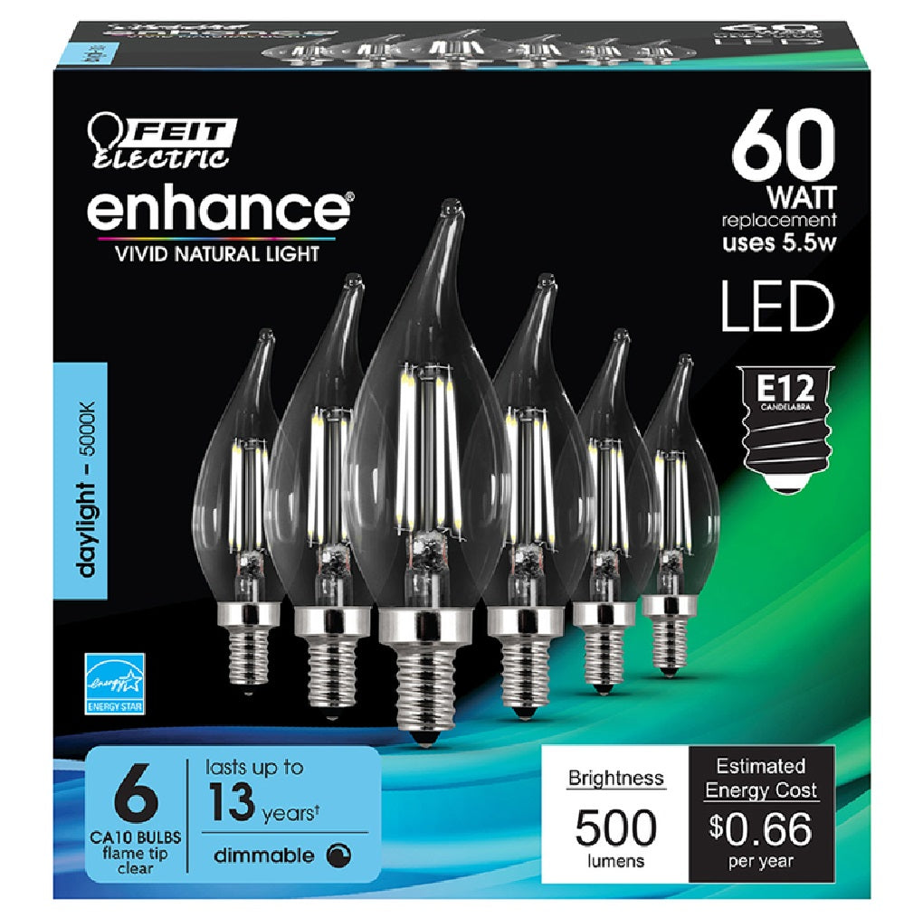 Feit Electric CFC60950CAFIL6 Enhance Dimmable LED Bulb, Clear, 5.5 W