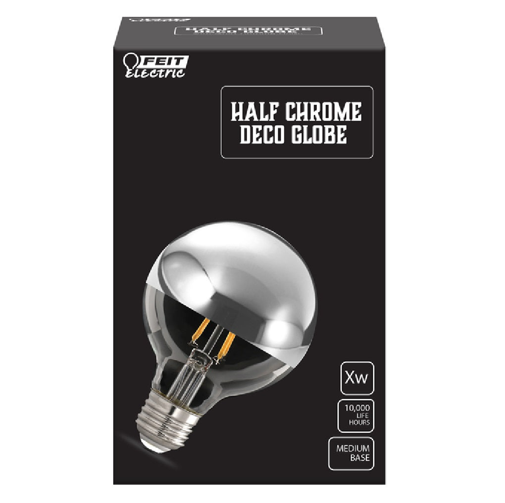 Feit Electric G2540/CHR827FIL Half Chrome Deco Globe LED Bulb, 40 W