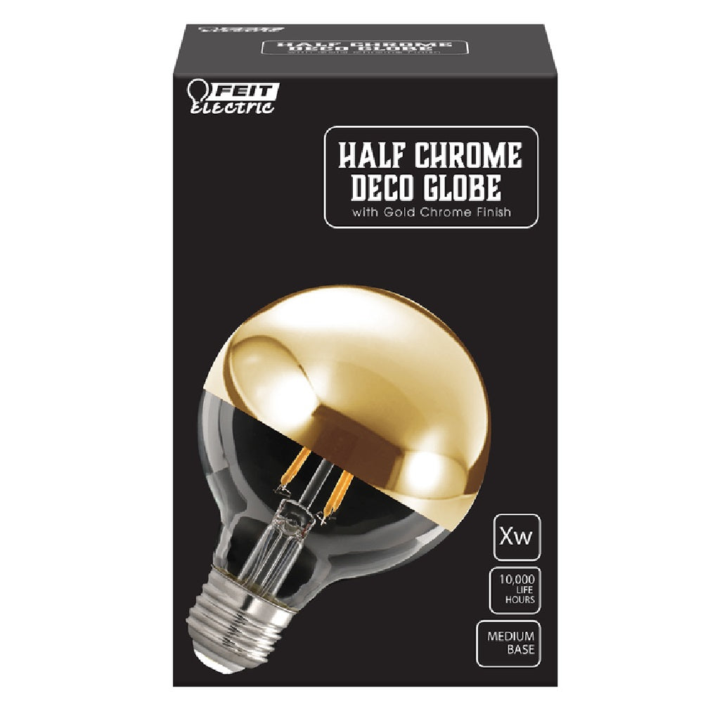 Feit Electric G2540GOLD827FIL Half Chrome Deco Globe LED Bulb, 40 W