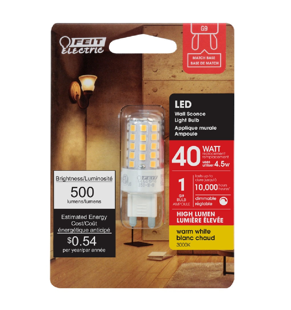 Feit Electric G940/830/LED Dimmable G9 LED Bulb, Warm White, 4.5 W