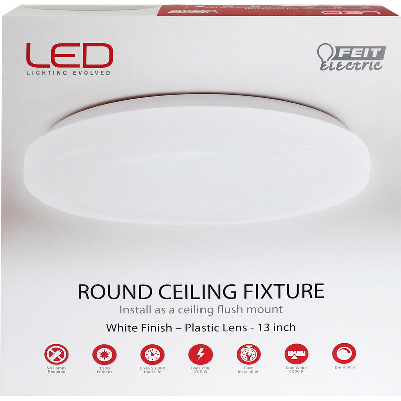 Feit Electric 71801 LED Ceiling Light Fixture, White, 13 In