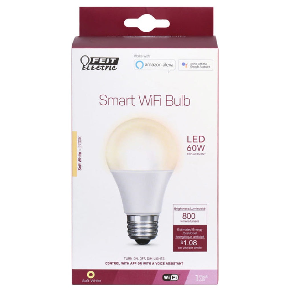 Feit Electric OM60/927CA/AG Dimmable Smart WiFi LED Bulb, 9 W