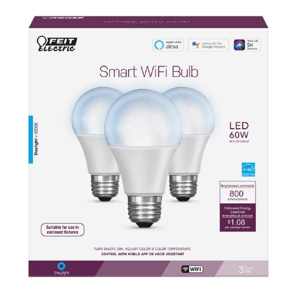 Feit Electric OM60/950CA/AG/3 LED Smart WiFi Bulb, Daylight