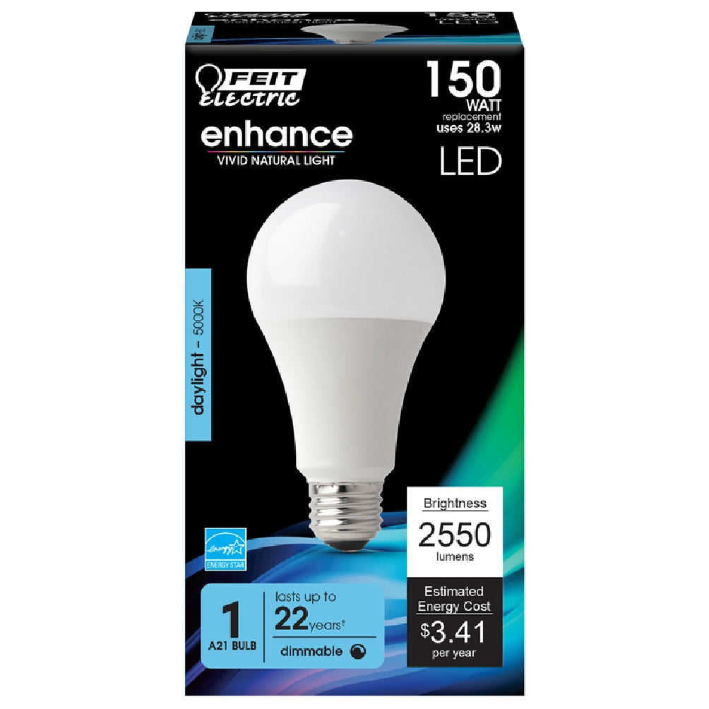 Feit Electric OM150DM/850/LED Enhance Dimmable LED Bulb, Daylight, 28.3 W