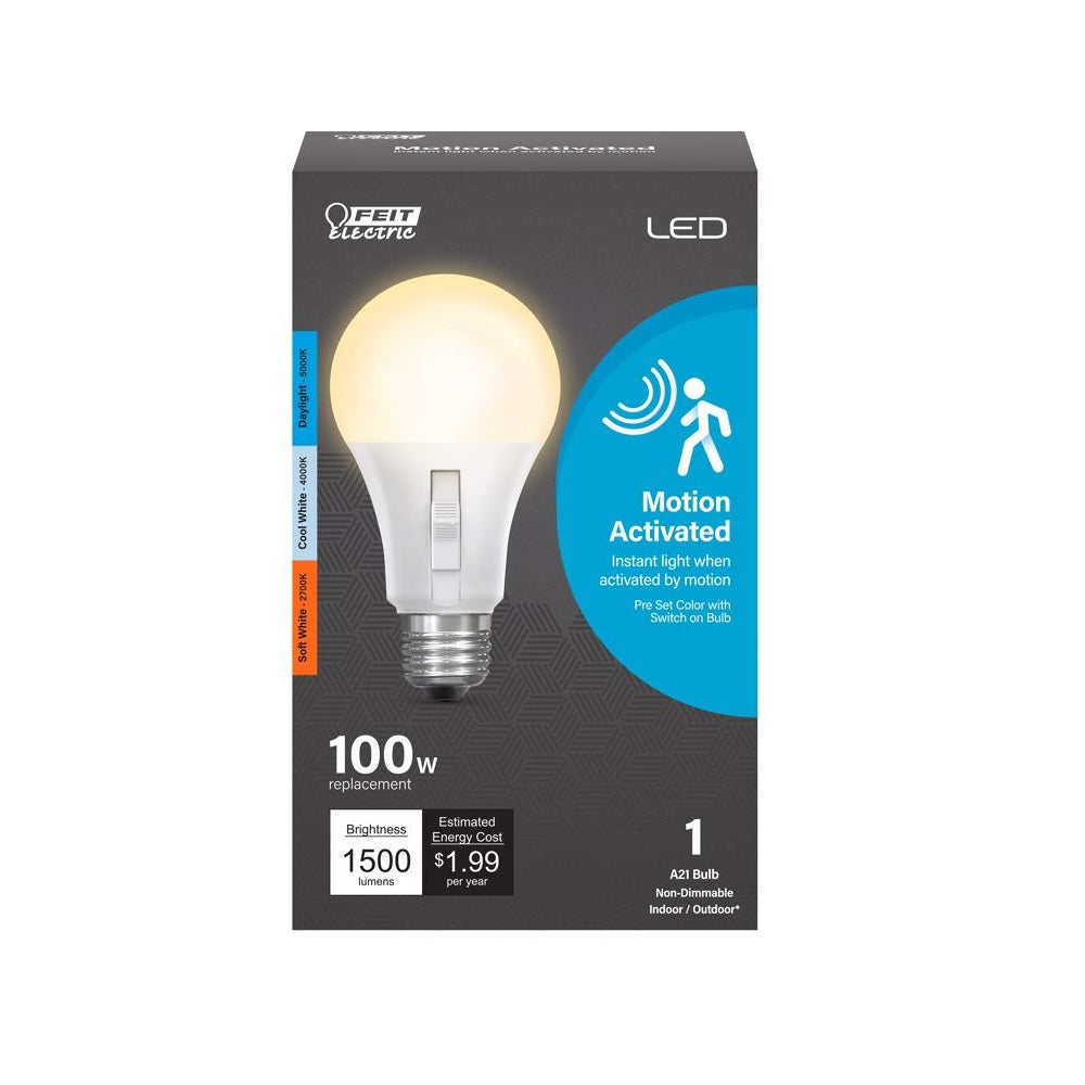 Feit Electric OM1003CCTCAMMLI A19 LED Motion Activated Bulb, 16.5 Watts, 120 Volt