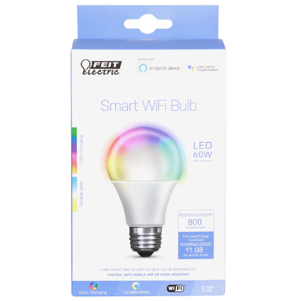 Feit Electric OM60/RGBW/CA/AG Dimmable Smart WiFi LED Bulb, 9 W