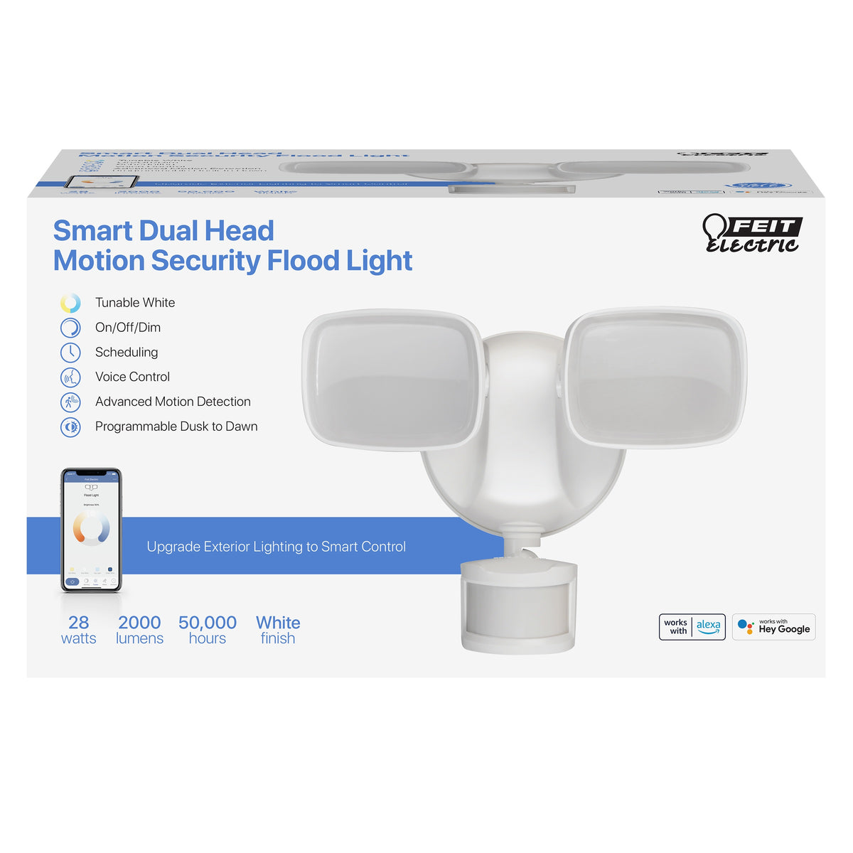 Feit Electric S9DFLCCTMOTWHAG Smart Motion Security Floodlight, 28 Watts, 120 Volt