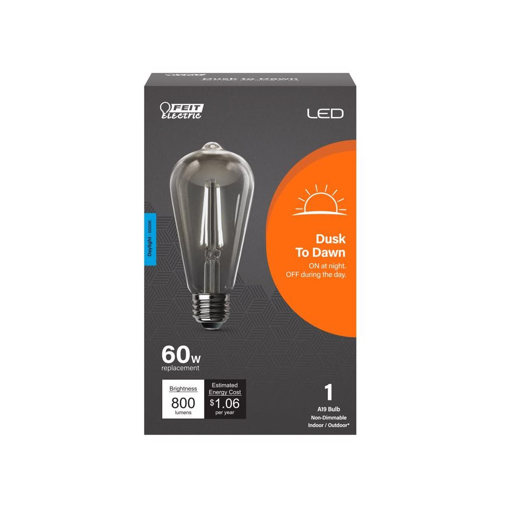 Feit Electric ST19C950CADFILD ST19 LED Dusk to Dawn Bulb, 8.8 Watts, 120 Volt