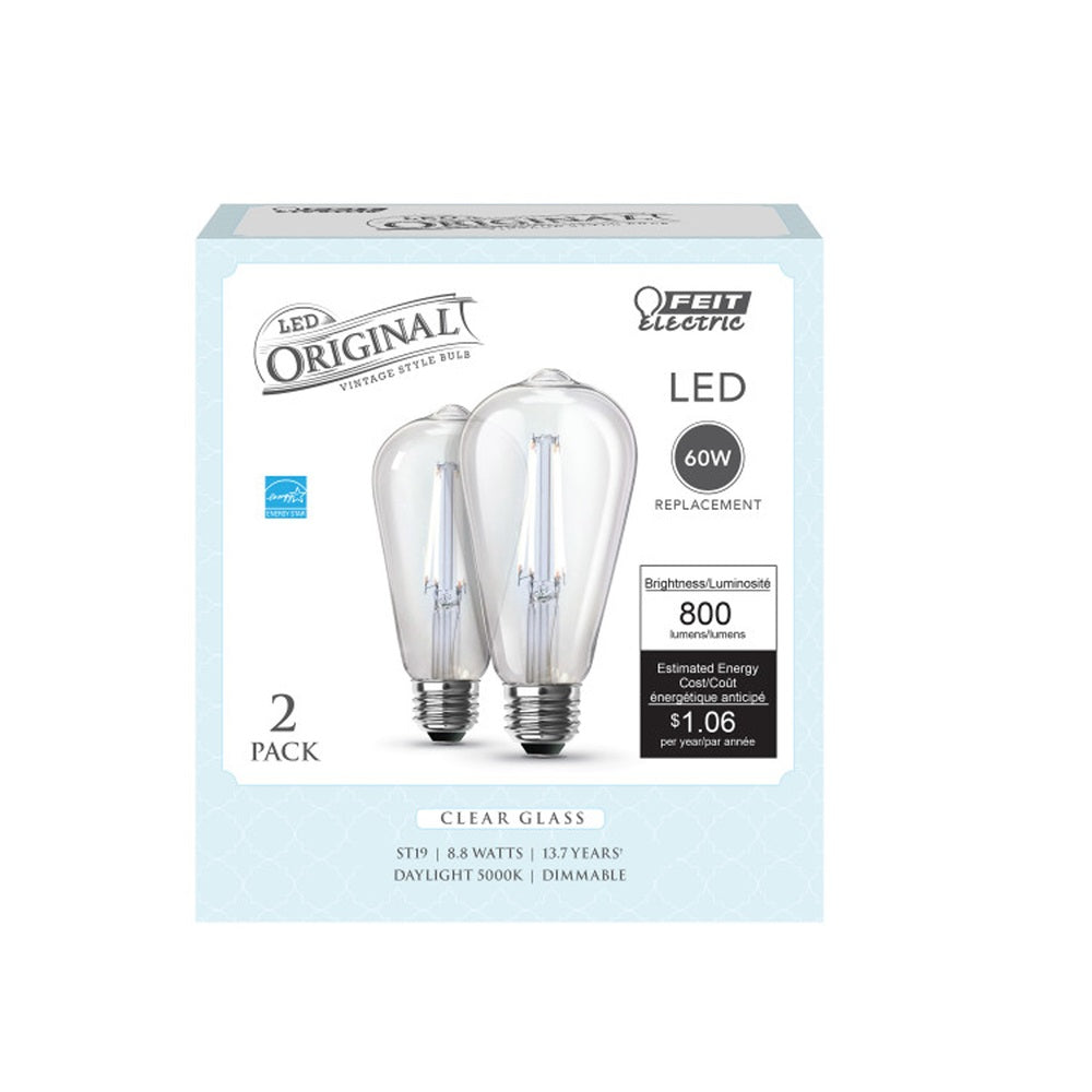 Feit Electric ST1960/CL950CA2 ST19 Filament LED Bulb, 8.8 Watts, 120 Volt