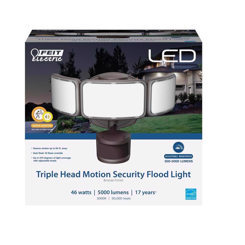 Feit Electric S10.5TFL850MOTB LED Motion-Sensing Security Floodlight, 46 Watts, 120 Volt