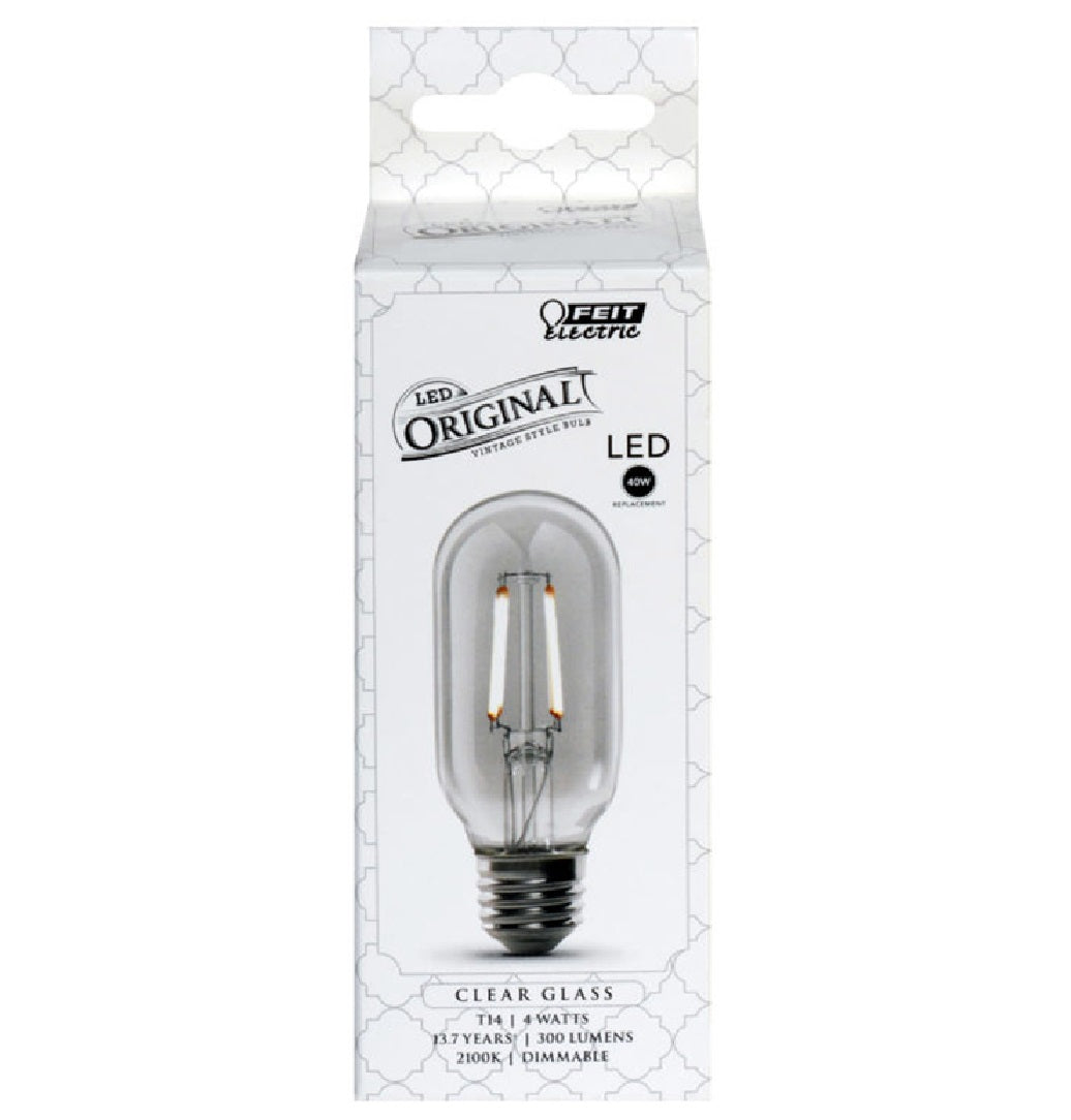 Feit Electric T14/CL/VG/LED Original Vintage Dimmable LED Bulb, 4 W