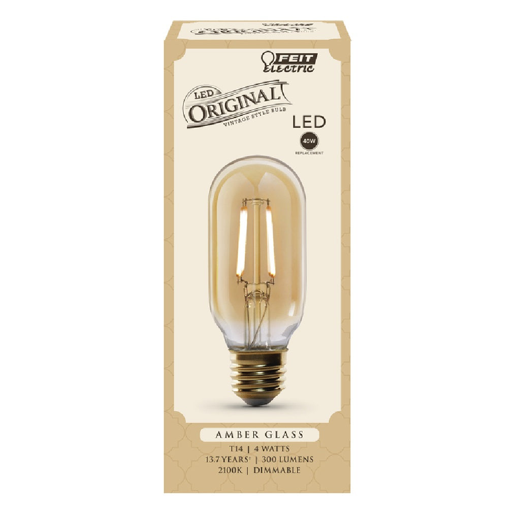 Feit Electric T14/VG/LED Original Vintage LED Light Bulb, Clear, 4 W