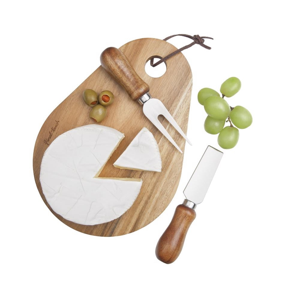 Final Touch FTA7081 Cheese Board With Slicer, Acacia Wood