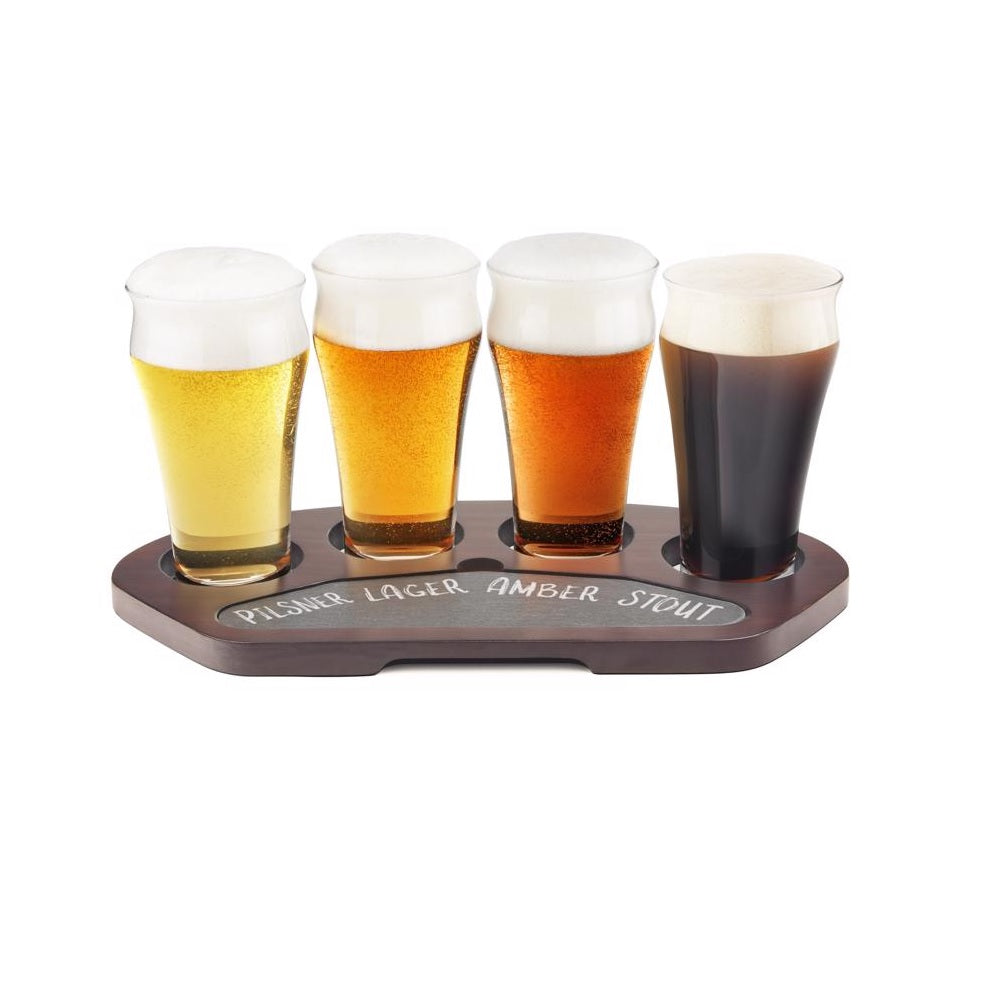 Final Touch GBT114 Beer Flight Board, Glass/Wood