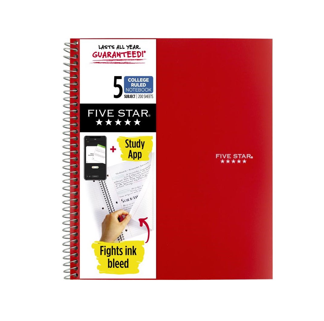 Five Star 06208 College Ruled Wire Bound Notebook, 8.5 inch X 11 inch