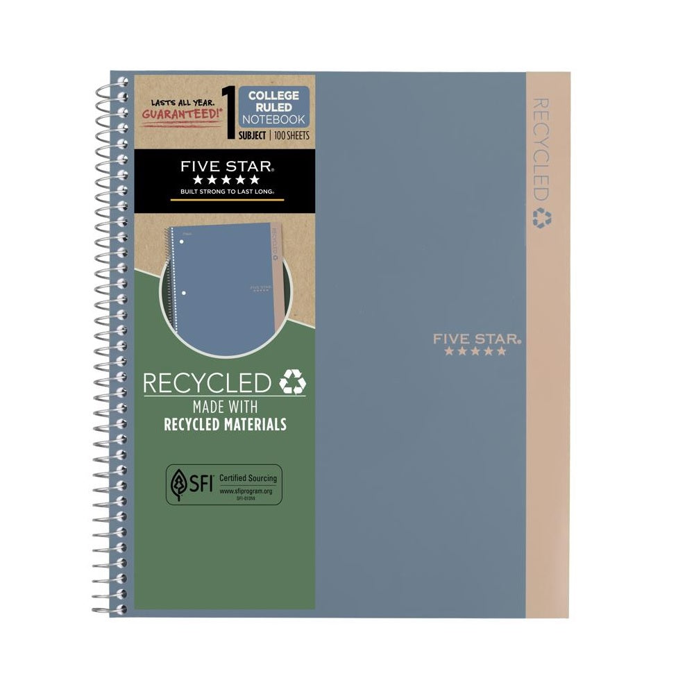Five Star 820053-22 Recycled Spiral Notebook, Blue