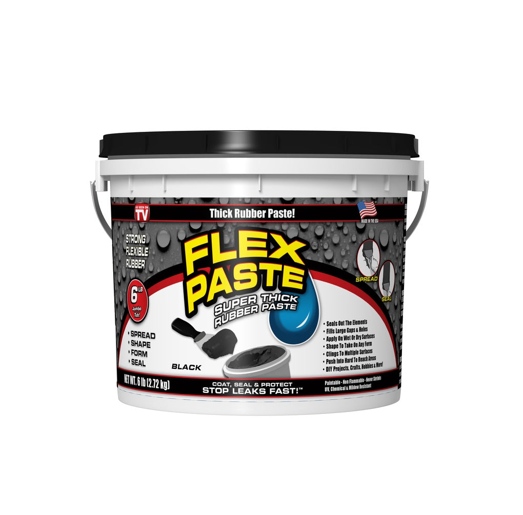 Flex Paste PFSBLKR64 Super Thick Rubber Paste, Black, 6 Lb