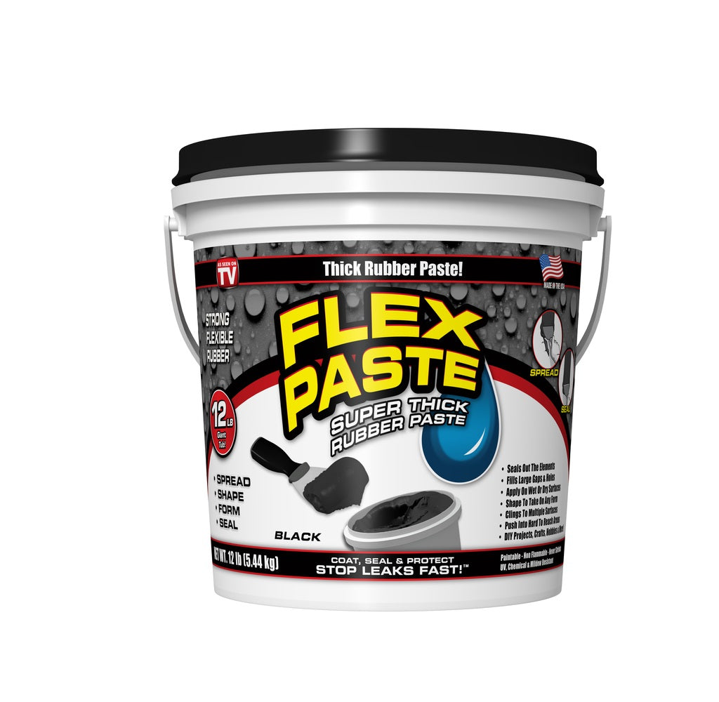 Flex Paste PFSBLKR01 Super Thick Rubber Paste, Black, 12 Lb