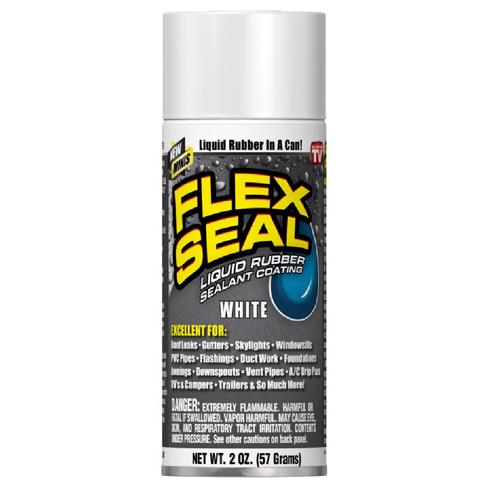 Flex Seal FSWHTMINI Mini Rubber Spray Sealant, White, 2 Oz