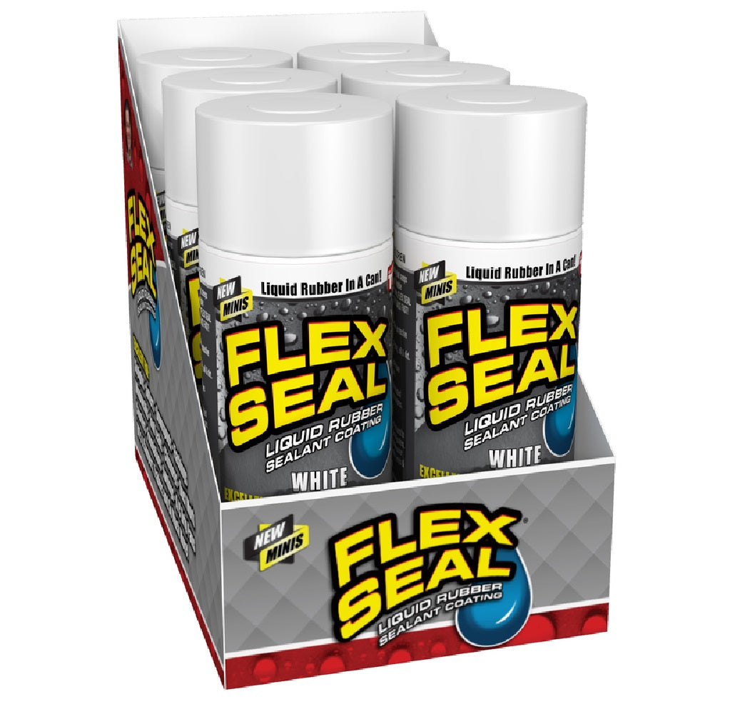 Flex Seal FSWHTMINI Mini Rubber Spray Sealant, White, 2 Oz