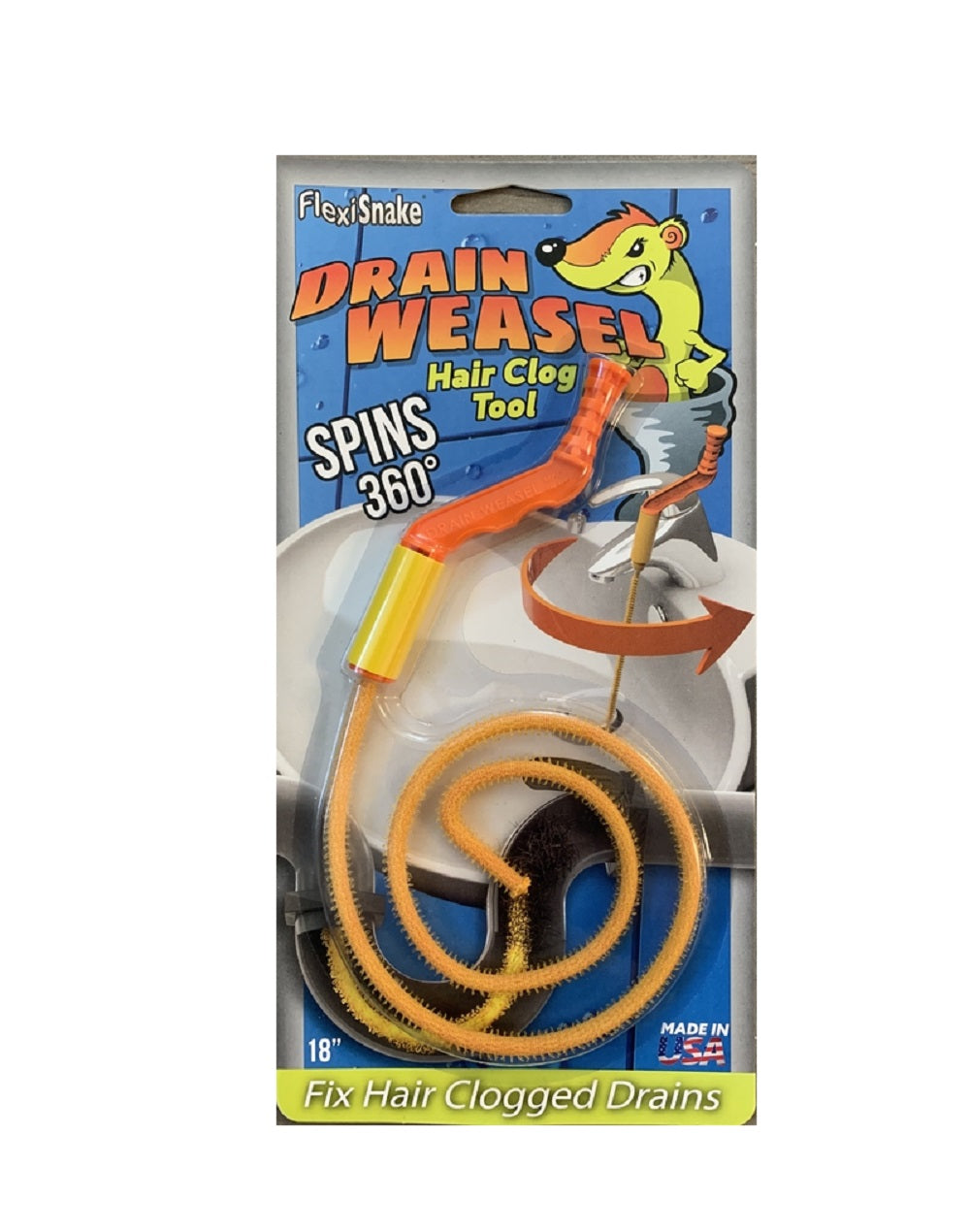 FlexiSnake DWMH-20-1024 The Drain Weasel Hair Clog Tool