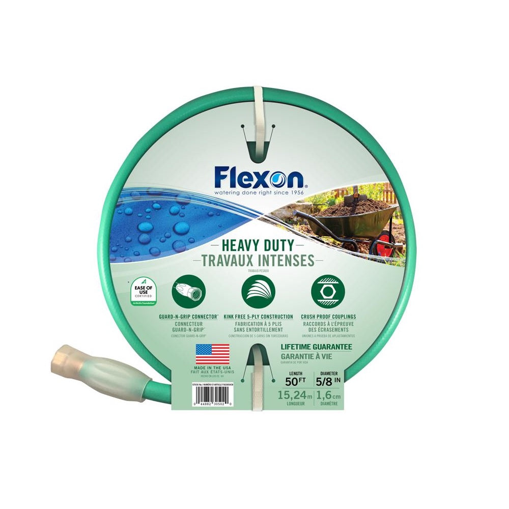Flexon FXG5850ACE Heavy Duty Garden Hose, 5/8 Inch x 50 Feet
