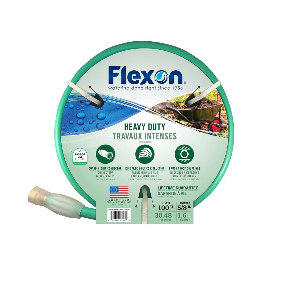 Flexon FXG58100ACE Heavy Duty Garden Hose, 5/8 Inch x 100 Feet