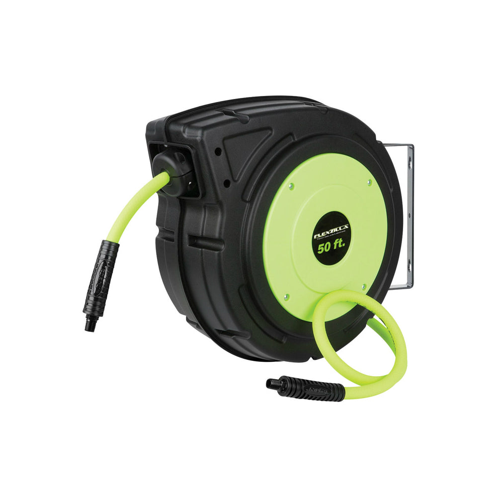 Flexzilla L8250FZ Hybrid Polymer Retractable Air Hose Reel, Green, 150 PSI