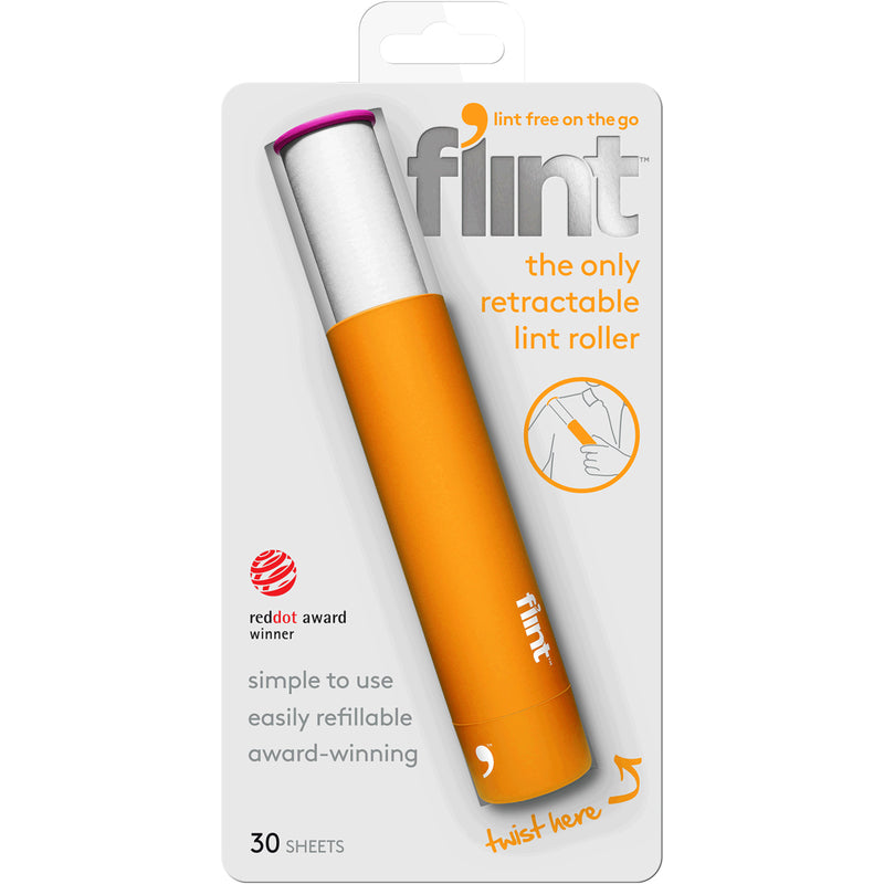 Flint FLD004BH-TP-US Lint Roller, Paper, Orange, 3-1/2"