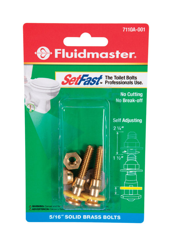 Fluidmaster 7110A-001-P10 SetFast Toilet Bolts Set, Brass