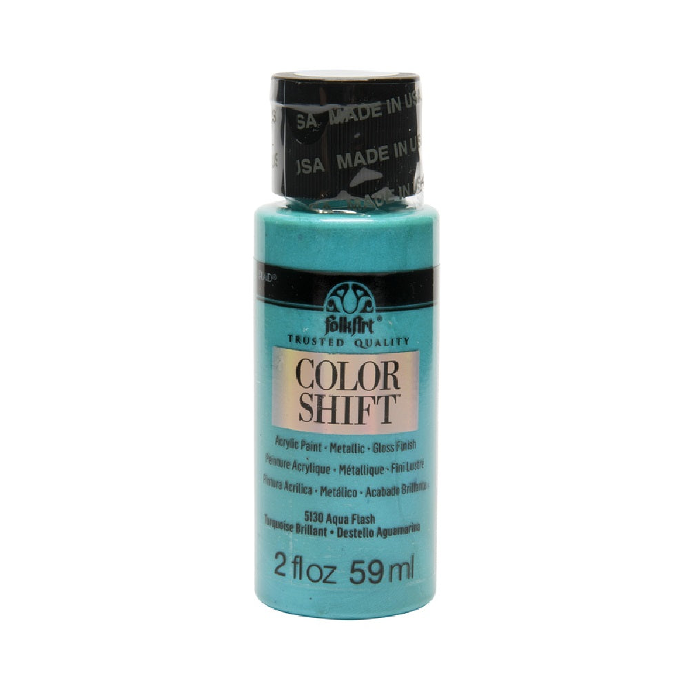Folkart 5130 Color Shift Metallic Acrylic Hobby Paint, Aqua Flash, 2 Oz