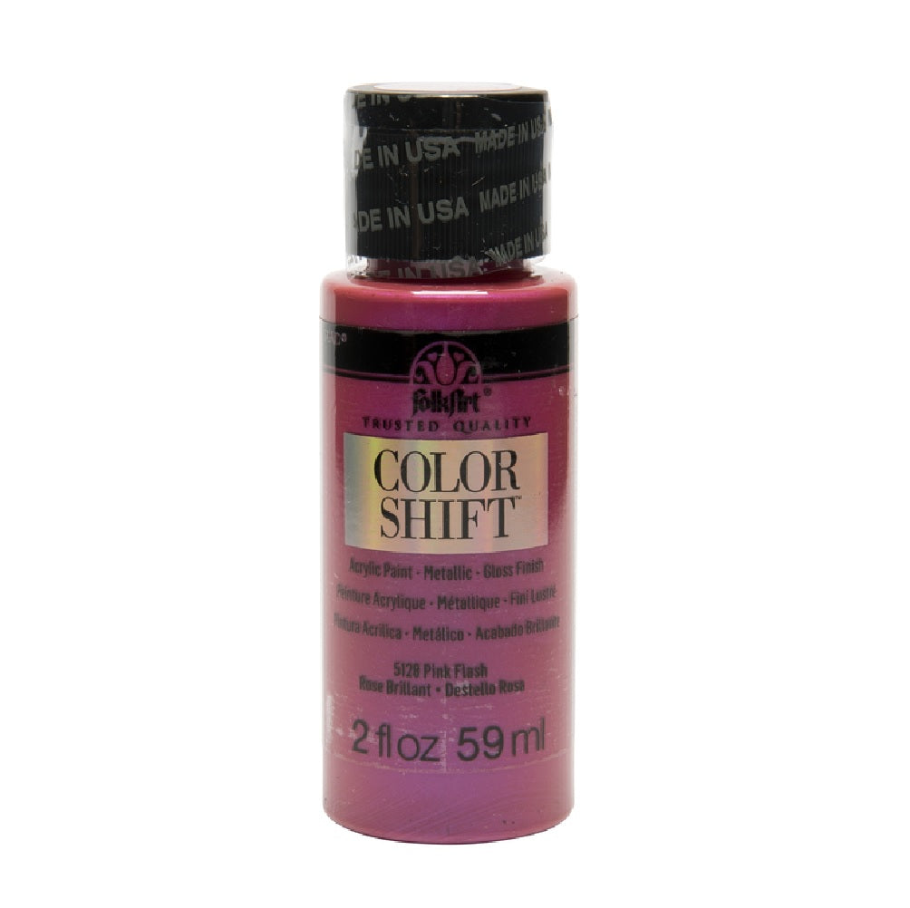 Folkart 5128 Color Shift Metallic Acrylic Hobby Paint, Pink Flash, 2 Oz