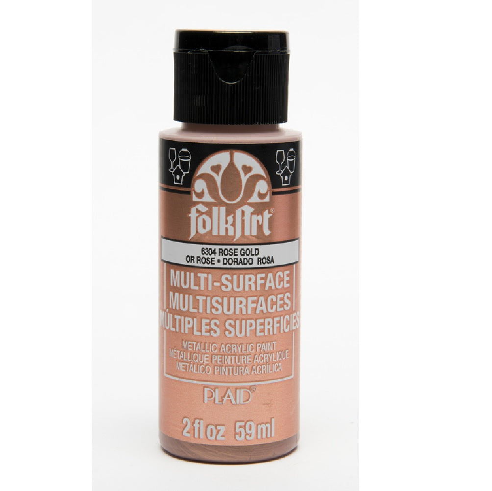 Folkart 6304 Metallic Acrylic Hobby Paint, Rose Gold, 2 Oz