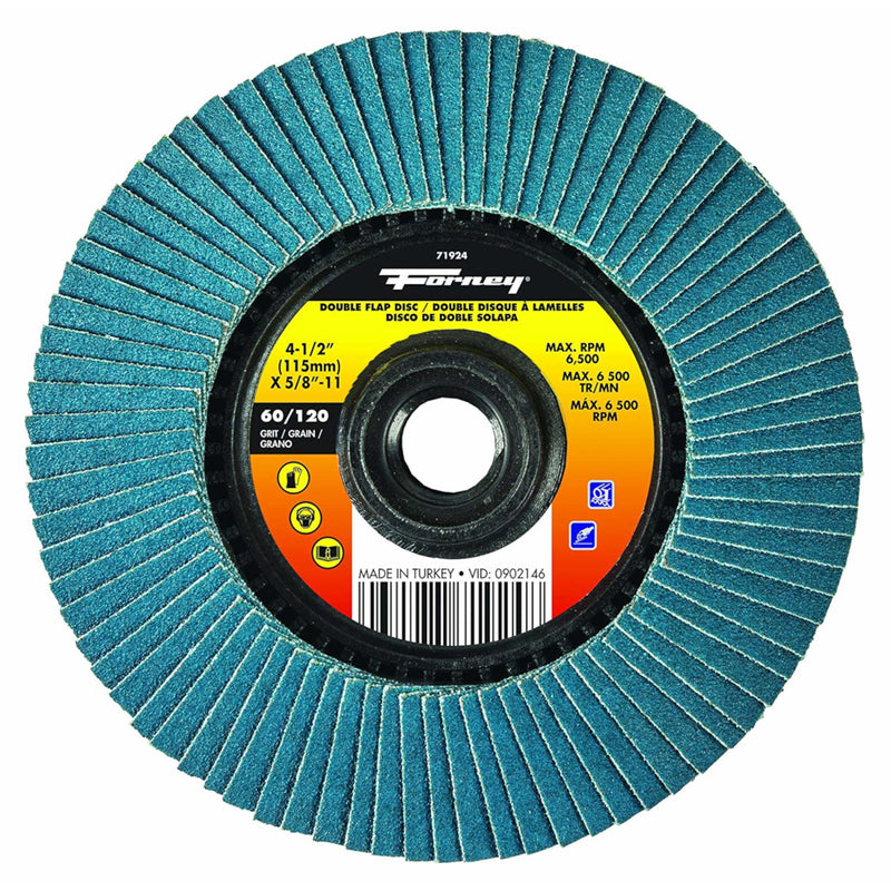 Forney 71924 Double-Sided Flap Disc, 60/120 Grit