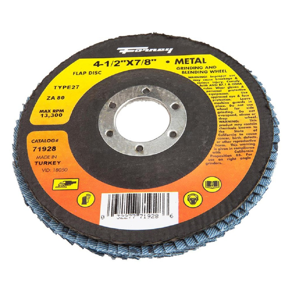 Forney 71928 Flap Disc, Zirconia, 4-1/2 Inch