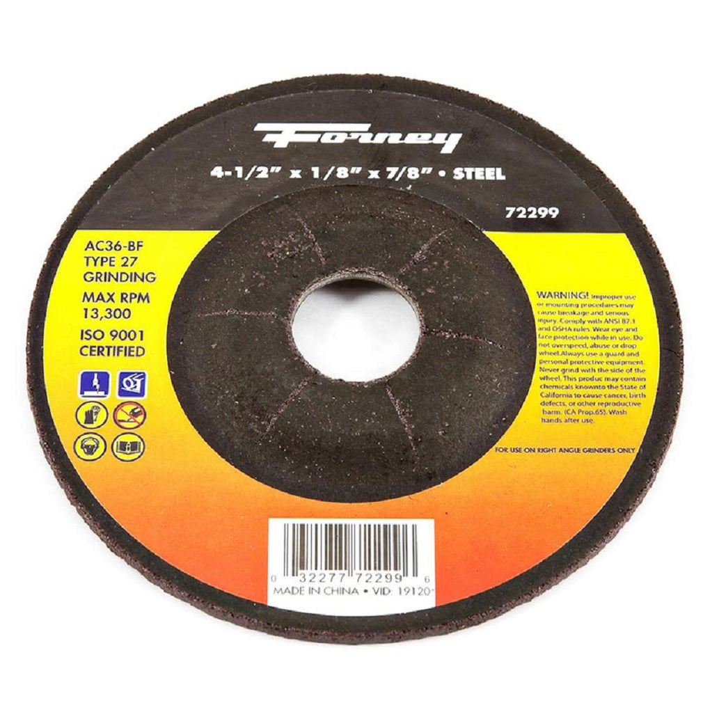 Forney 72299 Grinding Wheel, 4-1/2 Inch