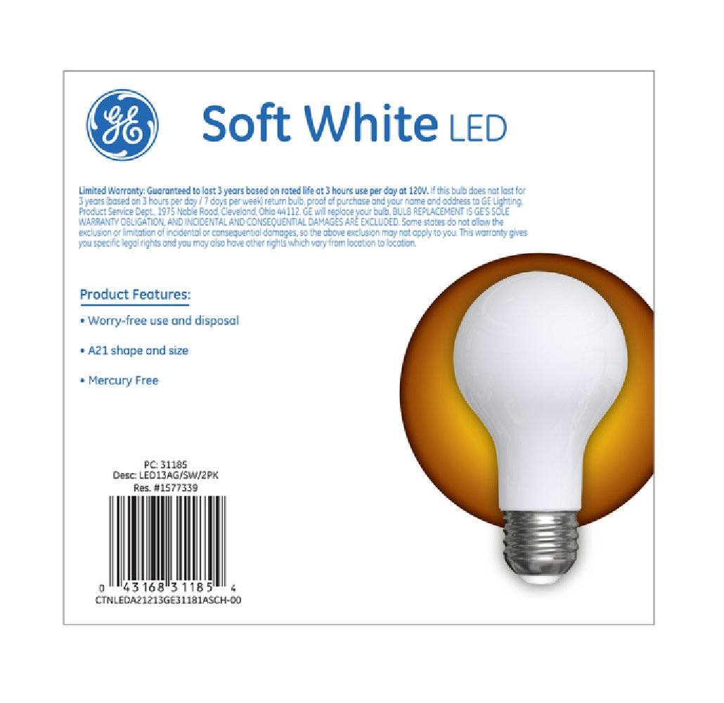 GE 31185 A21 LED A-Line Bulb, Soft White, 13 Watts, 1520 Lumens