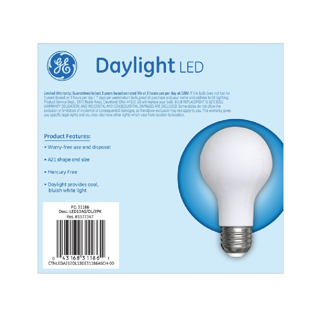 GE 31186 A21 LED A-Line Bulb, Daylight, 13 Watts, 1520 Lumens