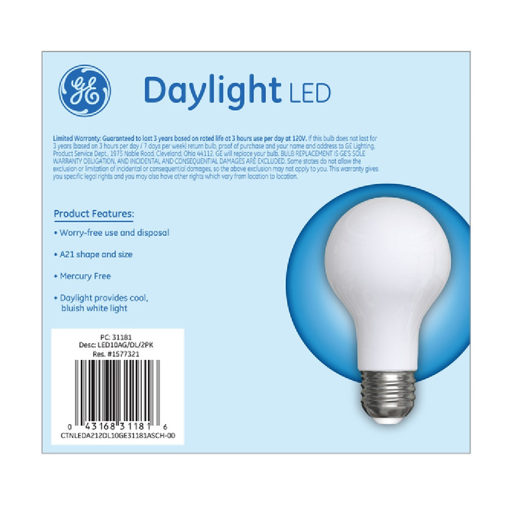 GE 31181 A21 LED A-Line Bulb, Daylight, 10 Watts, 1060 Lumens